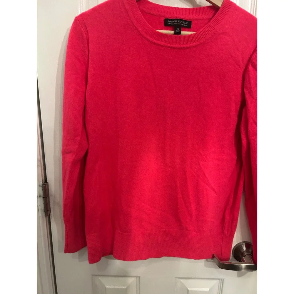 Banana Republic Pink Italian Merino Wool‎ Blend Crewneck Sweater Womens Medium